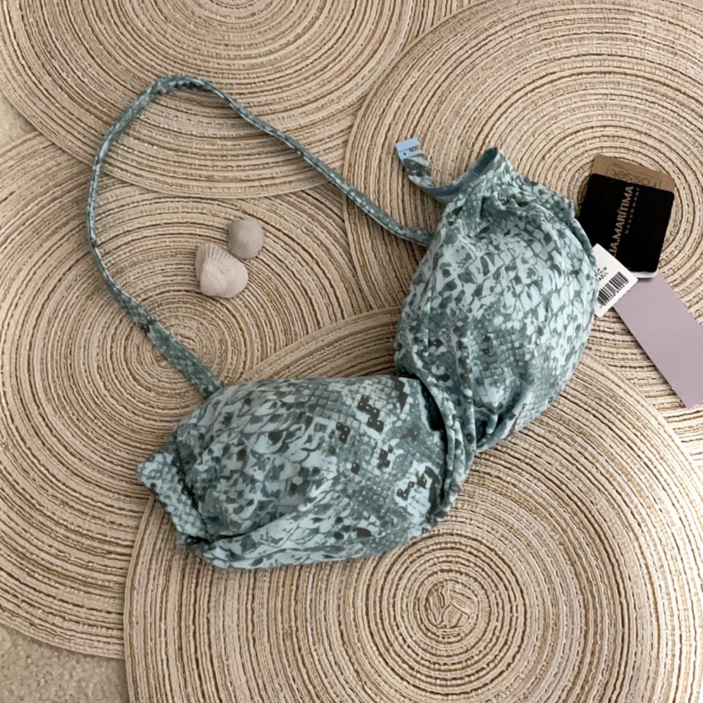 NWT light teal snake bandeau bikini top M CIA.MARITIMA